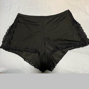 Fashion Nova Elegant Silk Black Lace Trim Cheeky Sleep Shorts Size Small